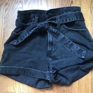 Black natural rise shorts
